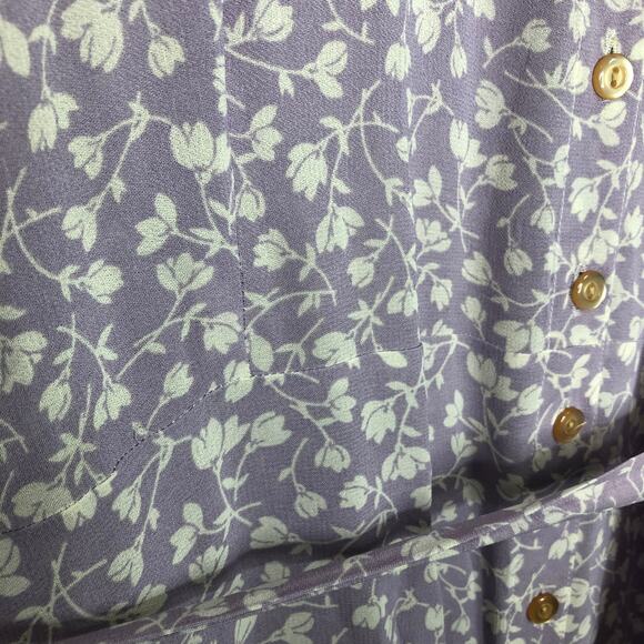 Christy Dawn Midi Dress Lavender Floral Ruffle Collar Button Up Tie Waist 3X - Picture 8 of 13